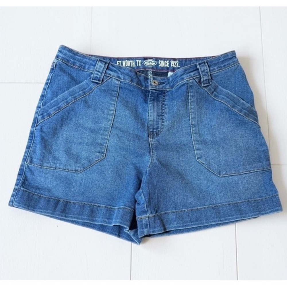 Dickies Womens Denim Shorts Size 16 Blue W36 Inseam‎ 5